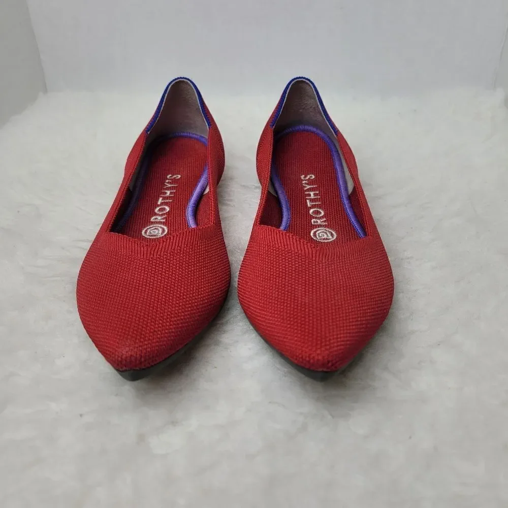 Rothy’s The Point Chili Red Pointed Toe  Ballet Flats Women's Shoes Size 8.5